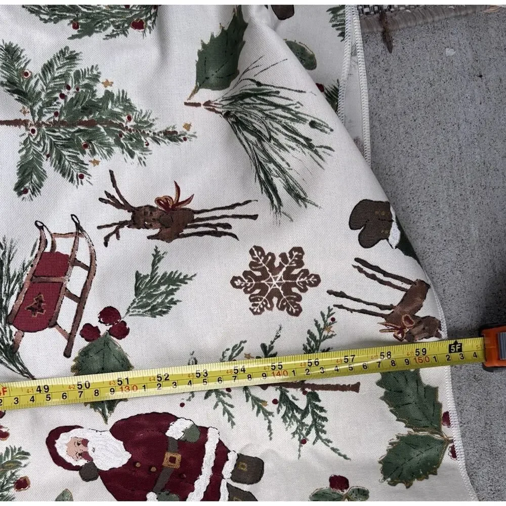 Christmas Santa Claus Round Tablecloth Cabin Rustic Reindeer & 8 Napkins